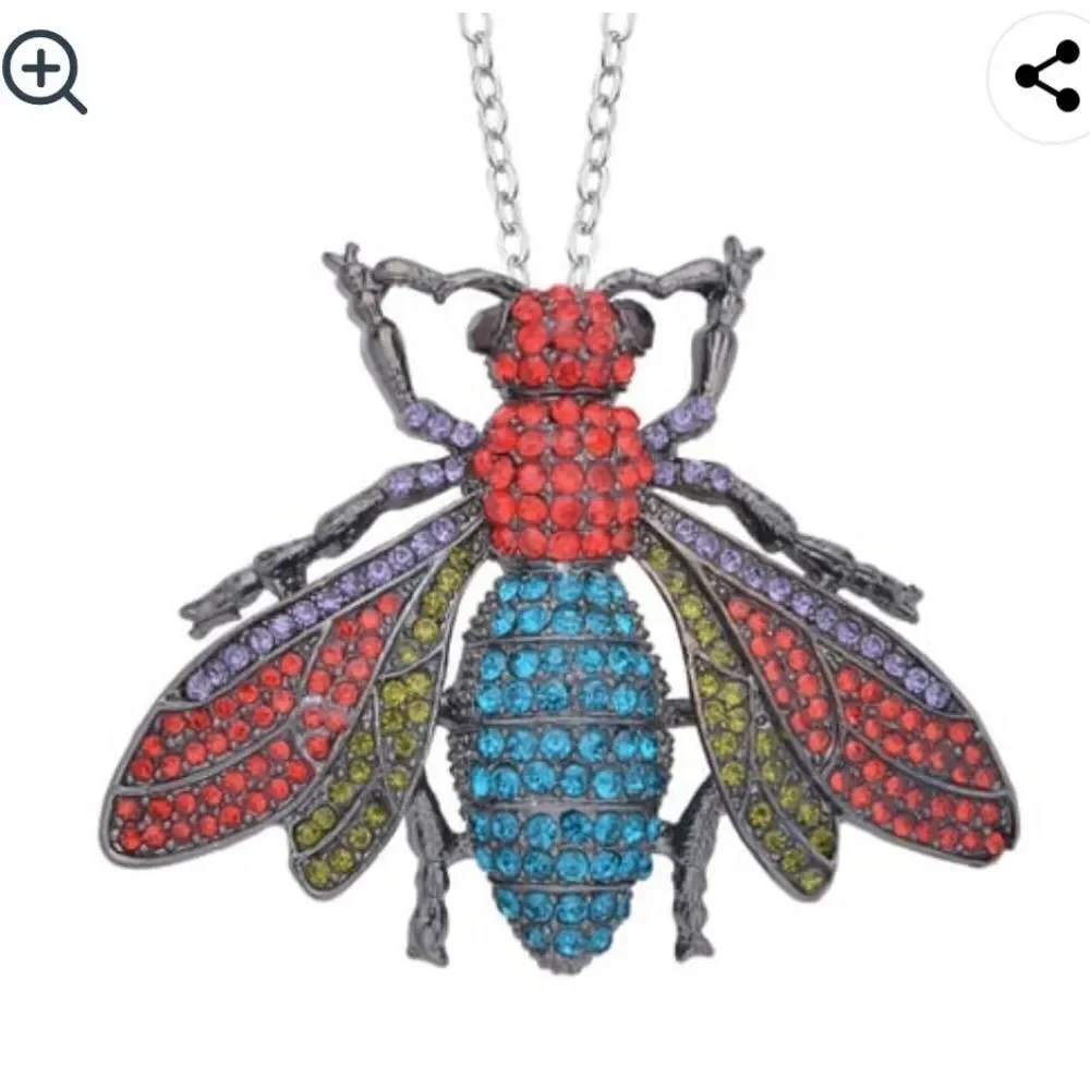 Crystal Housefly Brooch and Necklace‎